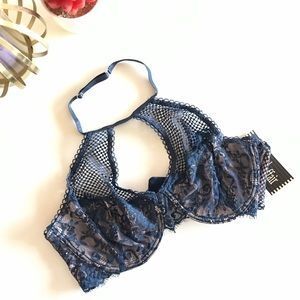 NWT Fishnet and Lace Choker Bra